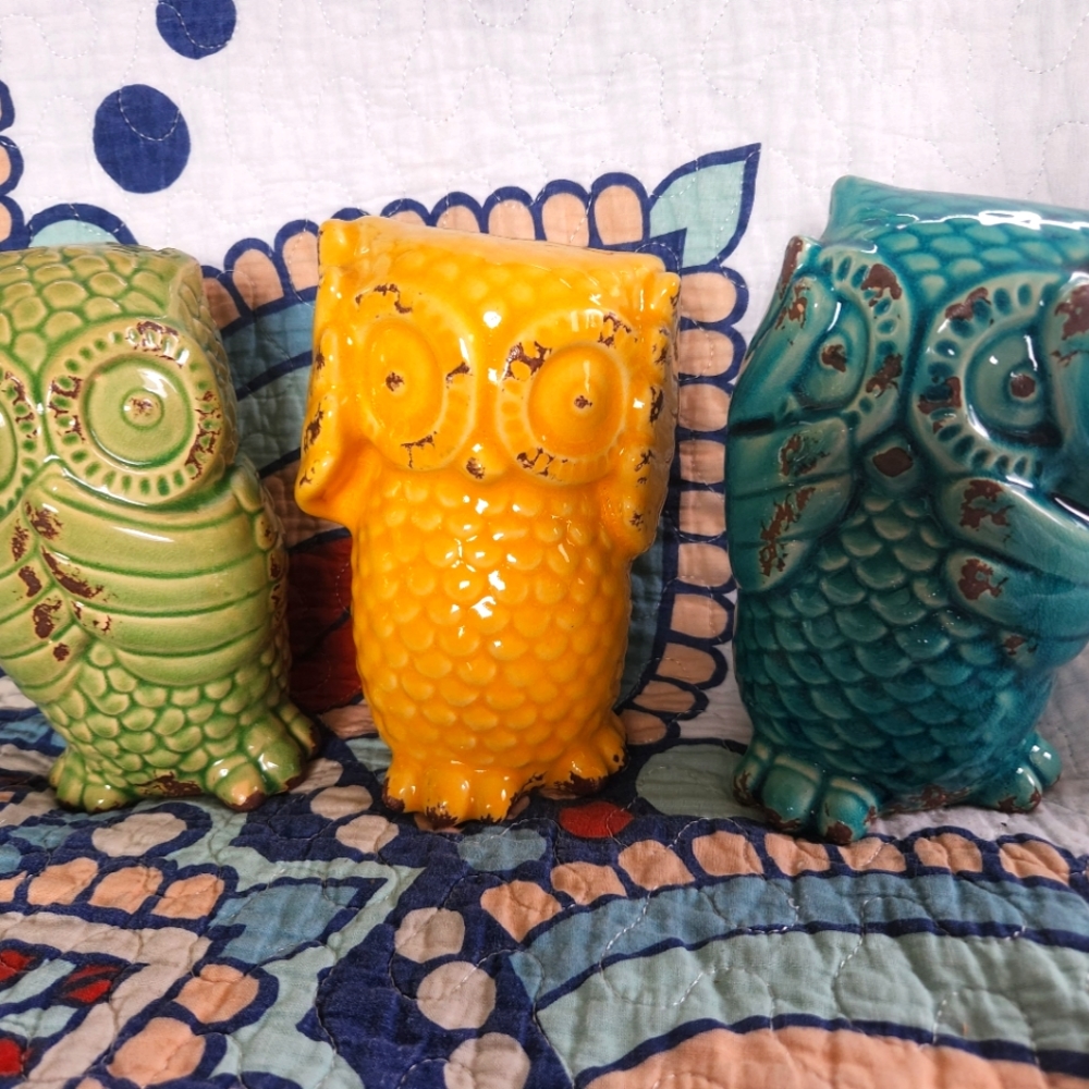 Vintage BOHO owls- set of 3